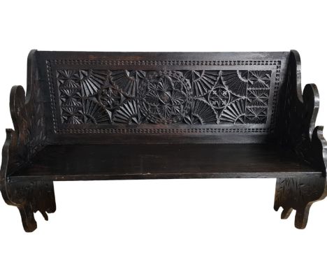 Ornately Carved Eastern Style Wall Mounted Shelf - 63cm Wide, 25cm Deep 