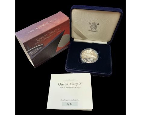 Limited Edition (484 or 2500) 28.28gram 925 Silver proof Cunard Line Queen Mary 2 Official Commemorative Medal Struck by the 