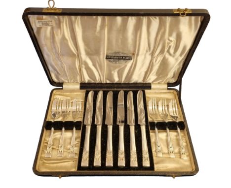 Cased Sheffield Community Plate Knife & Cake Fork Set 