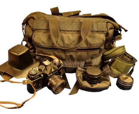 Vintage Zenit TTL 35mm Film Camera with Group of Lenses + Carry Bag &amp; other Camera Related items