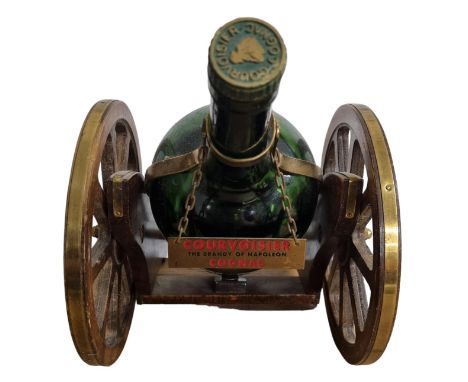 Courvoisier Cognac Advertising Canon Form Bottle Pourer with Original Vintage (Empty) Bottle