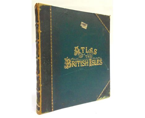 [ATLAS]  New Large Scale Ordnance Atlas of the British Isles, Bacon, London, no date, half leather gilt (rubbed), all edges g