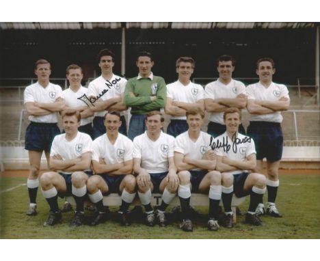 Football Signed 12 x 8 inch photo Norman & Jones Of Tottenham, colour Depicting Players Posing For A Squad Photo At White Har