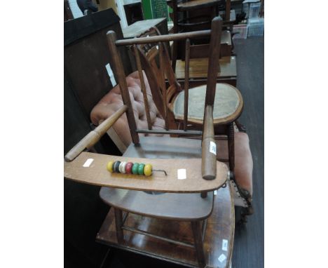 A vintage childs low chair and commode