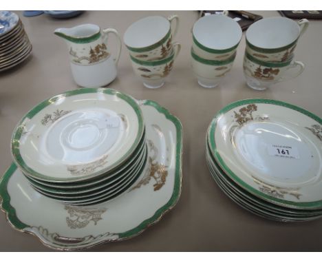 A Noritake green and gilt tea service