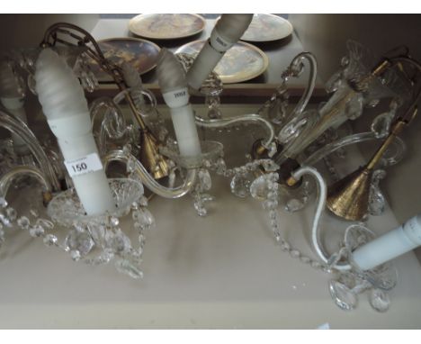 A pair of modern ceiling light fittings, chandeleir style
