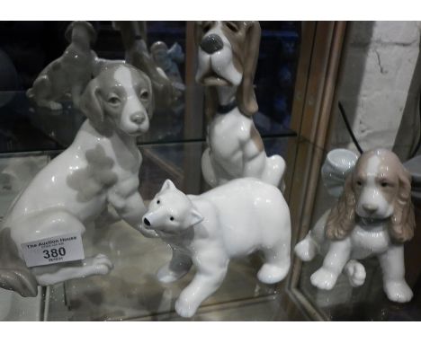 3 x Nao dog figures and a Royal Copenhagen - style polar bear