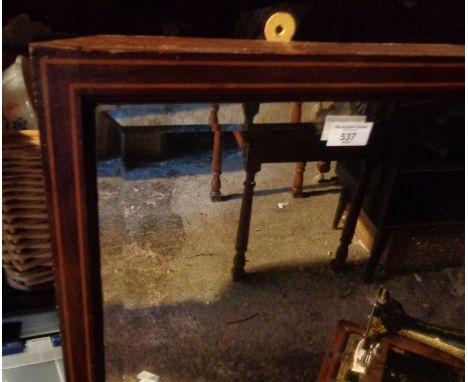 Wall mirror with inlaid mahogany frame