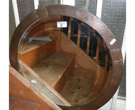 Arts &amp; Crafts circular copper framed wall mirror