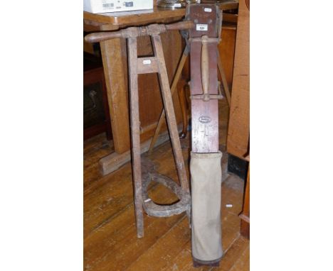 Rare Edwardian golfing caddy invention - marked as "PATENT CADDIE" "MITCHELL MARKET ST MANCHESTER", with antique boot jack