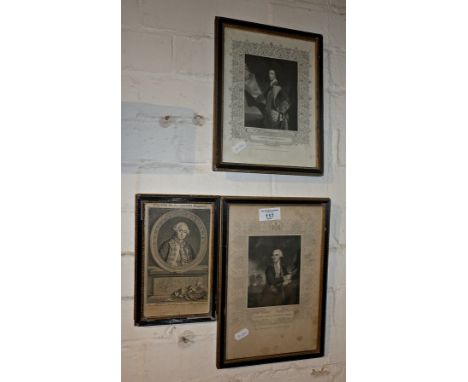 Engravings of Samuel, First Viscount Hood, George Lord Rodney and Admiral Boscawen