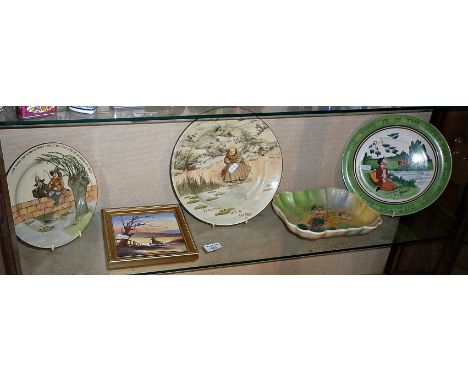 Royal Doulton "The Gallant Fishers" plate, and another signed NOKE, a Wedgwood motto ware fisherman plate "IN A FIX", etc. (o