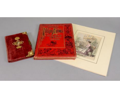 An early 20th century ornate gilt metal mounted red plush velvet album of hand written verse in Austrian, circa 1915-18, a 19