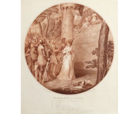 After Stothard, Margaret of Anjou, engraving by C White, published 1784 by Macklin, 30 x 30cm, together with another engravin