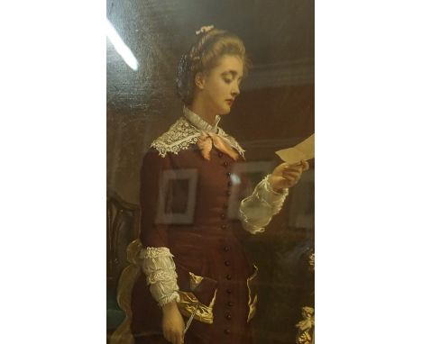 After Millais "Portrait of a Female" Print, 46cm x 33.5cm, in a 19th century gilt frame