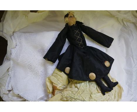 A Quantity of Linen, Also with a vintage cloth doll, (2 boxes)
