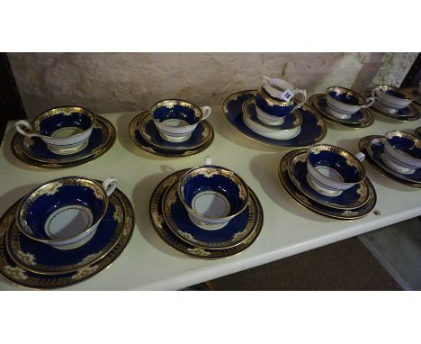 A Copeland Spode China Tea Set, Comprising of eleven cups, eleven side plates, twelve saucers, biscuit plate and cream jug, (