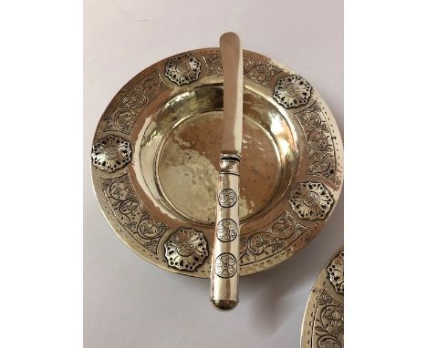 A Pair of Shallow Silver Butter Dishes, Hallmarks for Lucas & Co, Birmingham 1929, of circular form, decorated with floral ro
