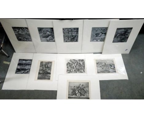 6 Henry Moore Shelter Sketch prints, circa 1945 adn 4 Henri Matisse prints, circa 1935