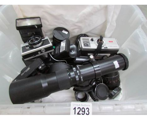 A mixed lot of lenses, flashes and other camera accessories (lenses including Paragon 500mm, Mitakon 28mm etc)