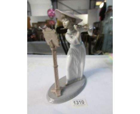 A Lladro girl playing flute - Song bird, #6093