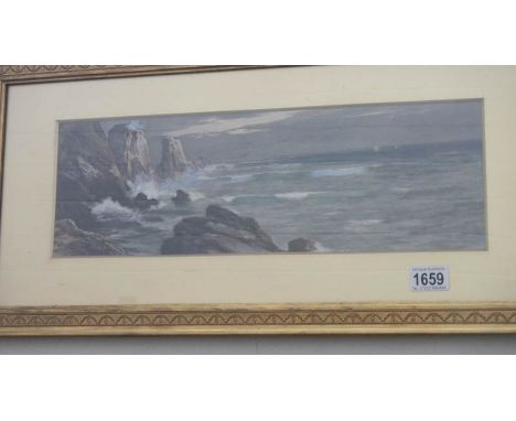 A framed and glazed watercolour seascape