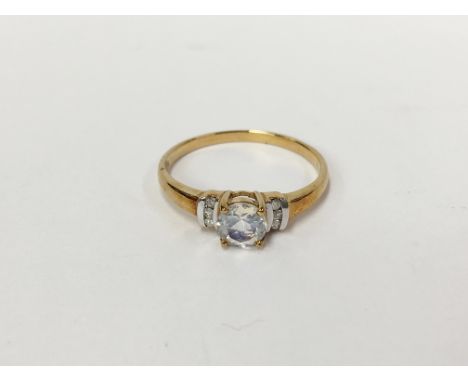 A 9ct gold ring set clear stone, HM Birmingham (no date letter), size M