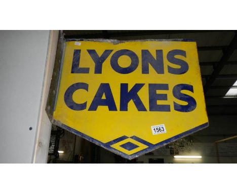 A Lyons cakes double sided enamel sign