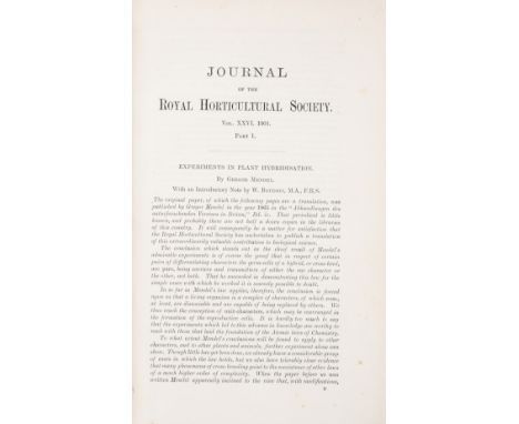 Mendel (Gregor) Experiments in Plant Hybridisation. With an Introductory Note by W. Bateson, extract from Journal of the Roya