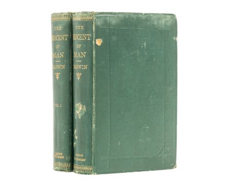 Darwin (Charles) The Descent of Man, 2 vol., first edition, first issue with "transmitted" at start of vol. 1 p.297 and errat