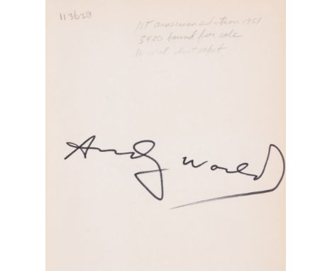Warhol (Andy).- Firbank (Ronald) Three Novels: Nainglory, Inclinations, Caprice, first American edition, signed by Andy Warho
