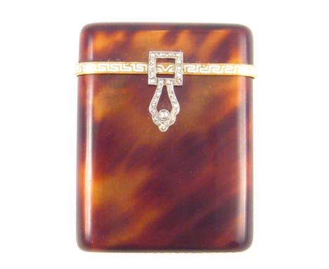 Boucheron . A fine tortoiseshell, gold, diamond and enamel vesta case, French 18 carat gold assay mark and Boucheron maker's 