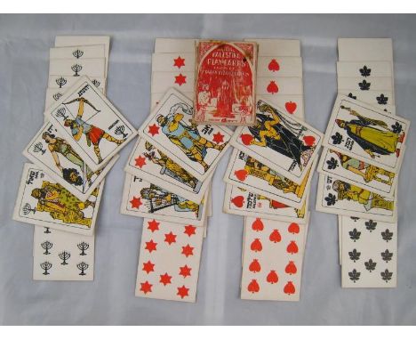 Judaica. A complete pack of 52 Bezalel Raban Artistic Palestine playing cards, produced in Jerusalem in the 1920s, the four s