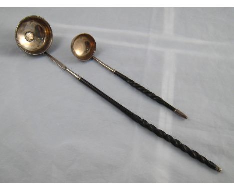 A silver George II crown coin punch ladle with George III 3d. coin inset and baleen handle, circa 1780, together with a balee