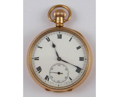 A 9 carat gold cased pocket watch, Dennison case hallmarked Birmingham 1922, Swiss 17 jewel movement , case approx 50mm wide,