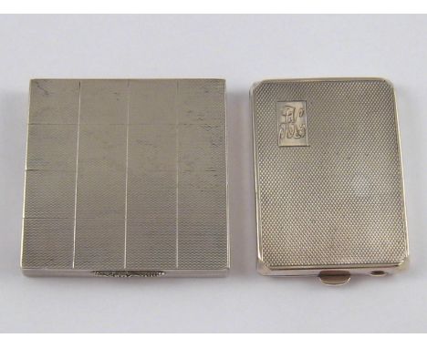 A silver engine turned rectangular pill box and a similar bookmatch holder, both Brmingham, 1938. Wt. 117gm. 