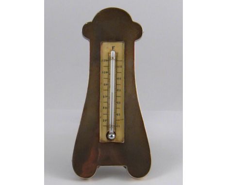 A silver cased strut back desk thermometer, London, 1902. Ht. 17cm.