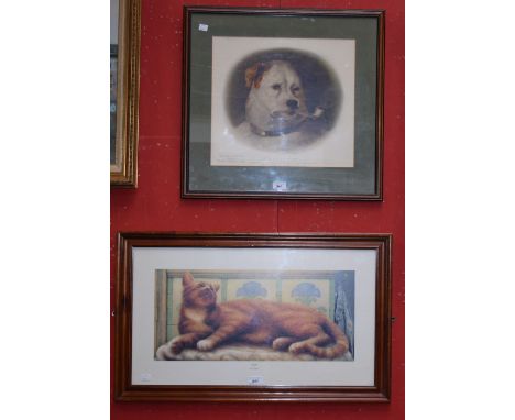 Pictures and Prints - Pears print, A Quiet Pipe, after an original painting by Sir Edwin Landseer; another, Hamlet, by Sheila