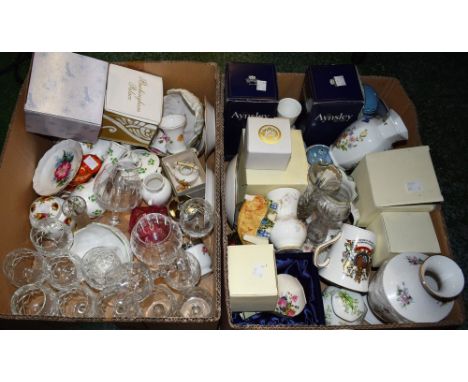 Ceramics and Glass - a Royal Worcester Tawny Owl candle snuffer; Royal Crown Derby Posies pattern trinkets dishes, etc; Aynsl