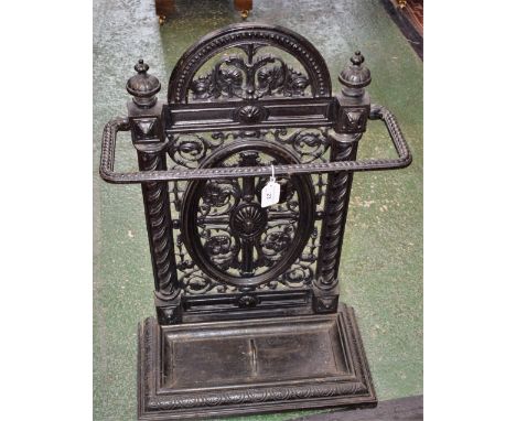 A Victorian cast metal walking stick/umbrella stand, stamped to verso, Falkirk, No20.Pl258, 75.5cm high