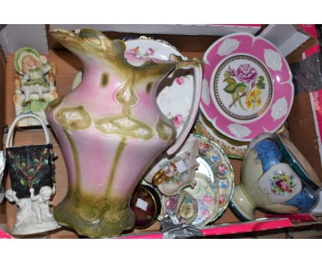 Ceramics - a Carltonware Rouge Royal pin dish; an Art Nouveau jug, pink and green; a Coalport plate; a Pekin pattern plate; a