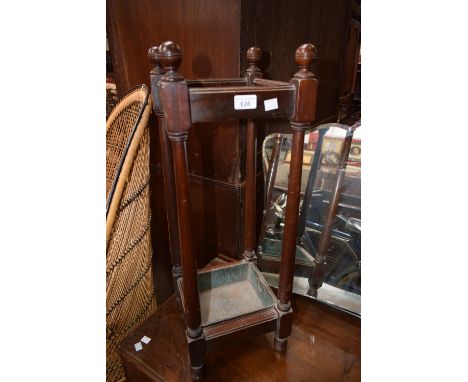 A late Victorian mahogany square walking stick stand, c.1900