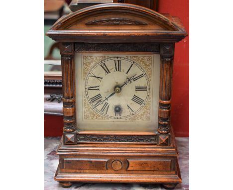 A Victorian walnut mantel clock, by HAC, Würtenberg, eight-day movement
