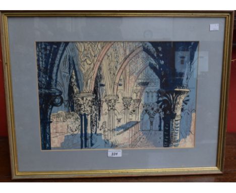 John Piper, after, The University Museum, From a drawing by John Piper, coloured print, 29cm x 42cm