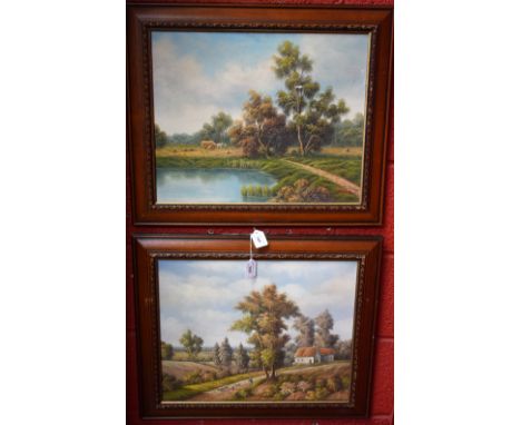R. WilsonA pair, Rural Landscapessigned, oils on canvas, 40cm x 50cm (2)