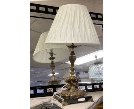 BRASS &amp; MARBLE TABLE LAMP - 49CMS EXCLUDING HEIGHT OF SHADE 