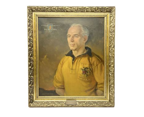 Roland F. Spencer Ford (1902 - 1990), oil painting on canvas, half length portrait of Raich Carter, standing dressed in Hull 