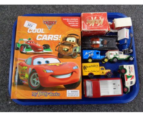 Model toy cars - Corgi Batmobile 267, Tonka, Kelloggs, Weetabix, Kitkat, PG tips, Kit Kat and Disney's Pixar cars 2 book and 