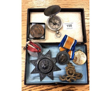 A WWI medal pair comprising British War Medal and Victory Medal named to 238 Gnr. W. Mayne R.A. Together with coronation meda