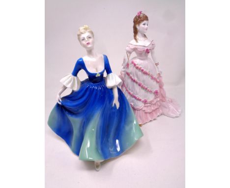 A Coalport Ladies of Fashion figure :  The Birthday Girl together with a Royal Worcester figure : A Celebration at Windsor, 8